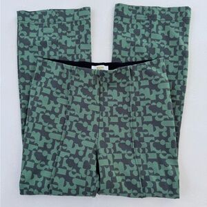 Anthropologie x Maeve Margot Green Black Stretch Knit Kick Flare Pants XS